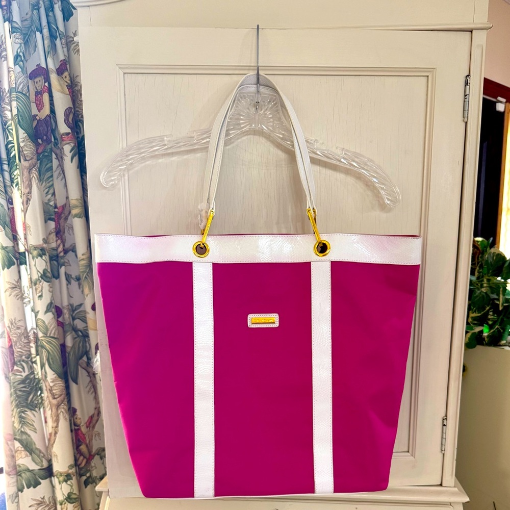 New St.John large nylon Tote/Purse hot pink - Picture 2 of 12